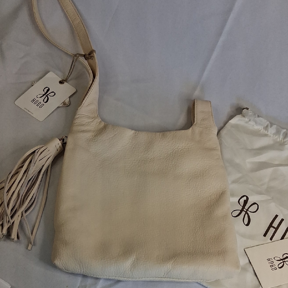 HOBO Off-White Leather Hobo Bag